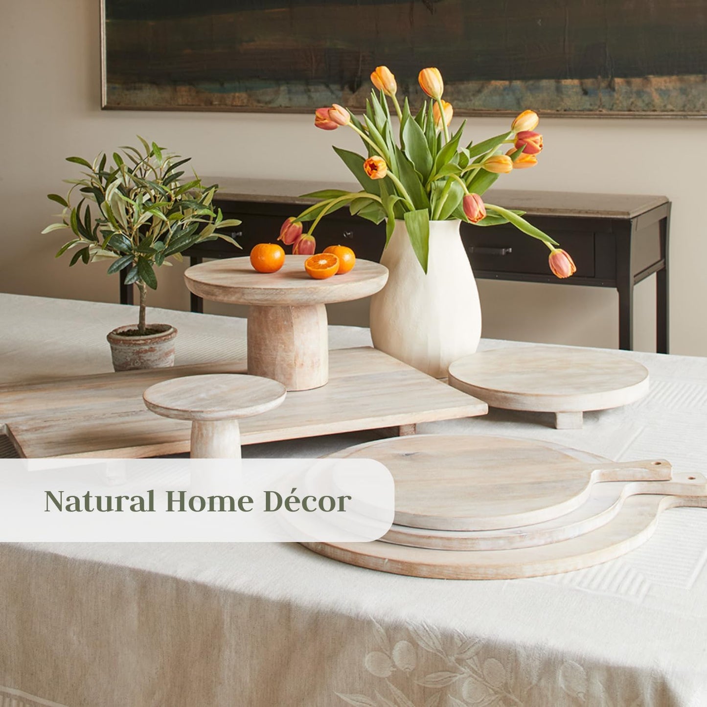 16' Round Cutting Board, Artisan Crafted from Mango Wood, Elegant Wooden Serving Platter for Charcuterie, Appetizers, Cheese Displays, Entertaining, Dinner Parties, and Stylish Home Decor