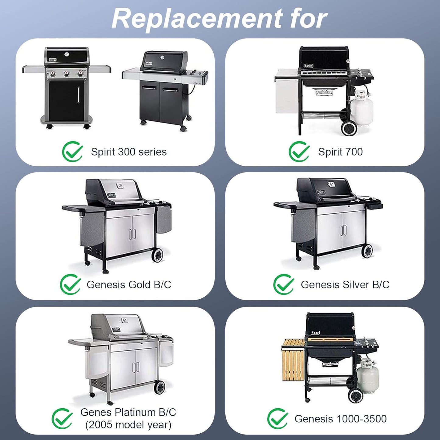 Grill Parts for Weber Spirit e310, 17.5" Grill Grates for Weber Spirit 300 and Spirit II 300, Spirit E/S310 E/S315 320 330 SP320, Spirit 700, Genesis 1000-3500, Gold & Silver B/C Gas Grill, 7638 7639