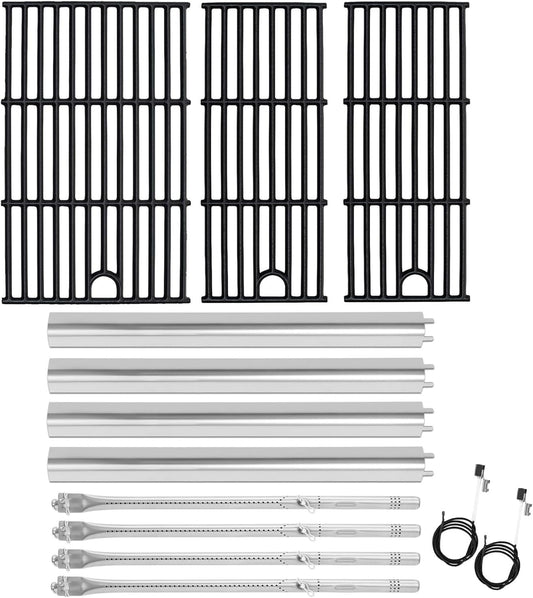 Grill Parts for Charbroil Performance 4-Burner 463352521 463354021 463365021 463365522 463366022, 17 inch Cooking Grate, Burner and Heat Plate for Charbroil Grill Replacement Parts 463351221