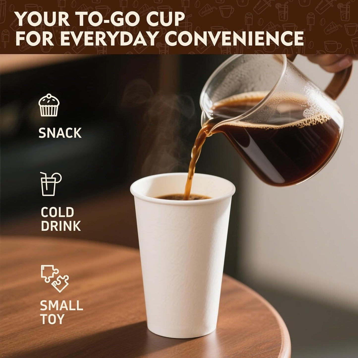 YEEHAW 16 oz 200 Pack Disposable Paper Coffee Cups, Bulk White Hot to Go Cups for Hot Coffee, Hot Liquid, Chocolate, Juice, Hot Beverage Drinkings, Ideal for Cafes, Bistros, Office and Family