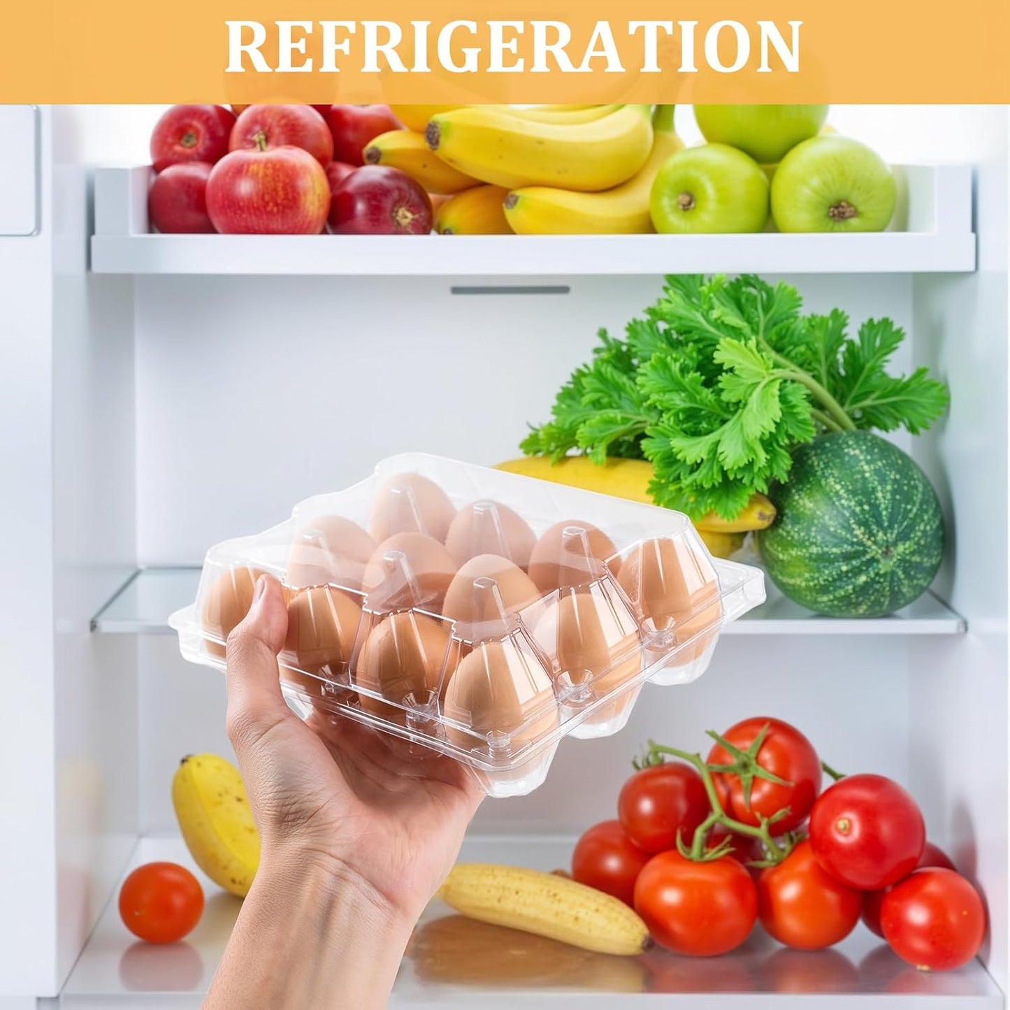 120 Pack Egg Cartons 12 Count, Plastic Egg Cartons Cheap Bulk for Fresh Eggs, Reusable Egg Holder Egg Trays for Home and Farmer's Markets Display, Medium Egg Containers for Refrigerator