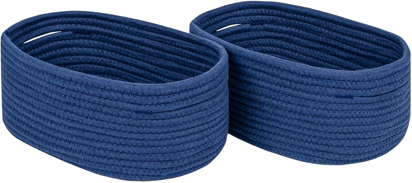 CubesLand Storage Basket, Cotton Rope, Navy Blue, 2 Pack, Organizing/Storage, Closet, Shelves, Decorative