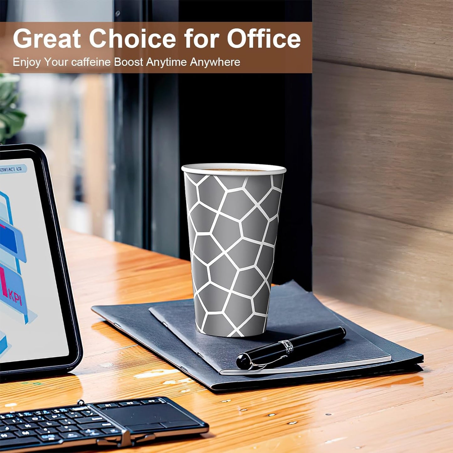 16 oz Coffee Cups 180 Pack, Disposable Coffee Cups Hot Paper Cups 16 oz, Insulated Paper Coffee Cup for Hot Cold Drinks