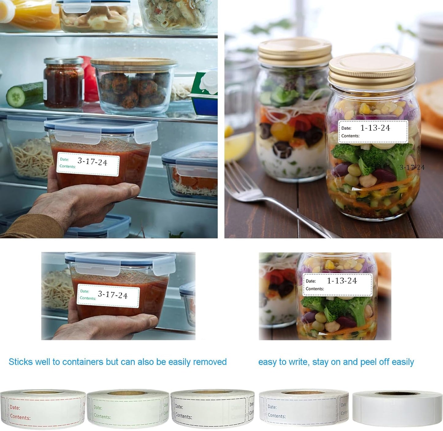 1000pcs Freezer Labels,1x3 inch for Food containers,Food Labels Quick and Easy to Remove- Easy to Write on(Green)