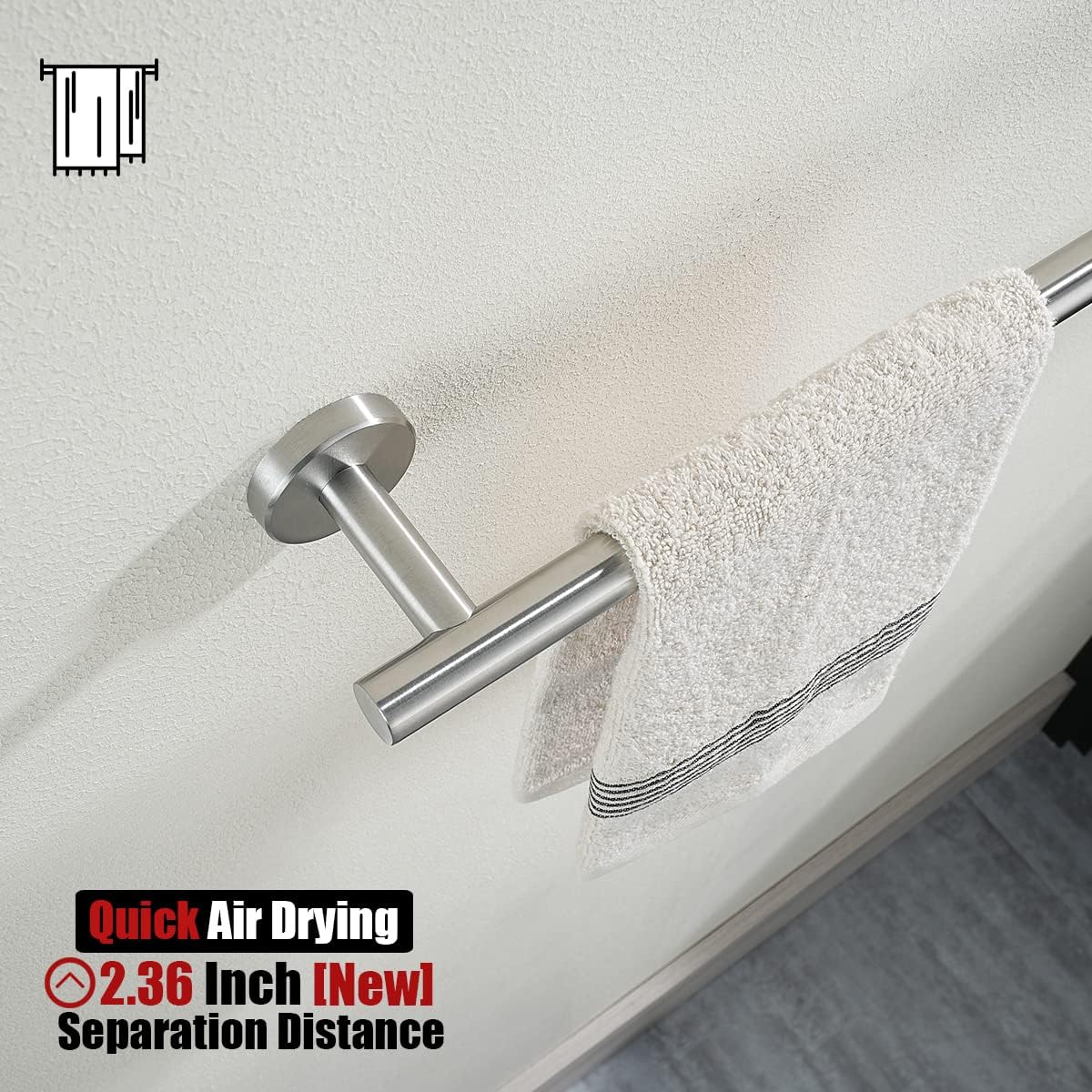 JQK Bath Towel Bar, 27 Inch 304 Stainless Steel Thicken 0.8mm Towel Rack Bathroom, Towel Holder Brushed Finished Wall Mount, Useable Length 24 Inch 2 Pack, TB110L24-BN-P2