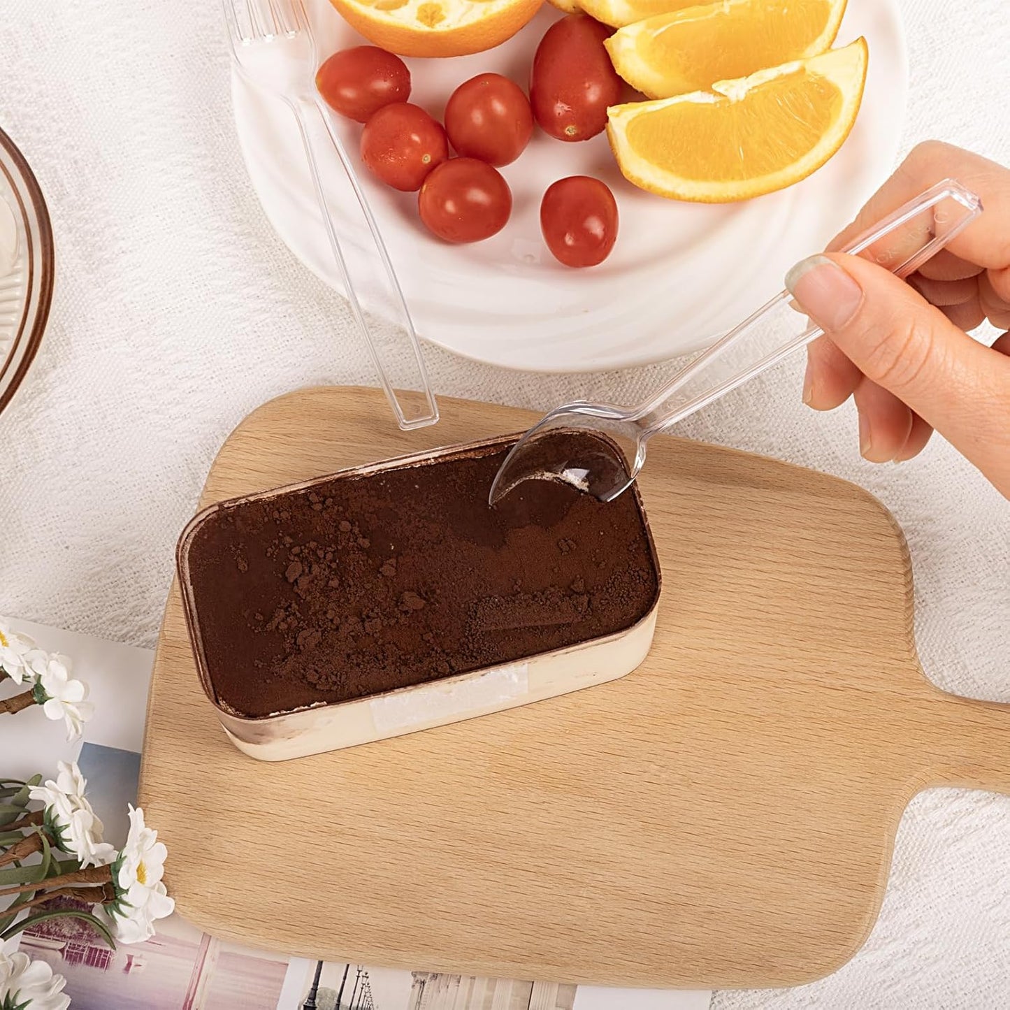 SACATR 360 Count Clear Plastic Spoons Disposable, Premium Plastic Spoons Heavy Duty, BPA-Free, Heat Resistant, Suitable for Parties, Events and Everyday Use