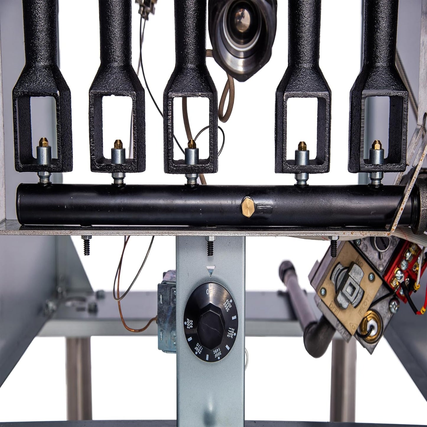 CLIVIA Natural Gas Floor Deep Fryer, Commercial Fryer with 2 Baskets, 75 lb. Oil Capacity with 5 Burners, Total 150,000 BTU Gas Fryer for Restaurants