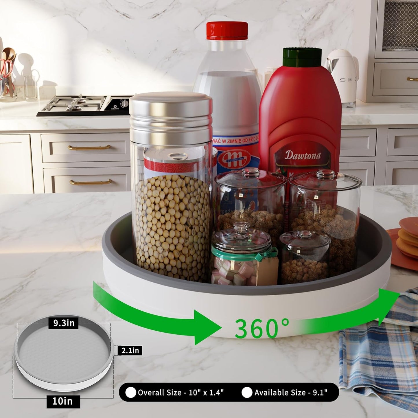 4 Pack 10 Inch Non-Skid Lazy Susan Turntable Organizers - Spinning Rack for Pantry Organization and Storage, Kitchen, Cabinet, Fridge, Bathroom Vanity, Countertop, Under Sink Organizing, Spice Rack