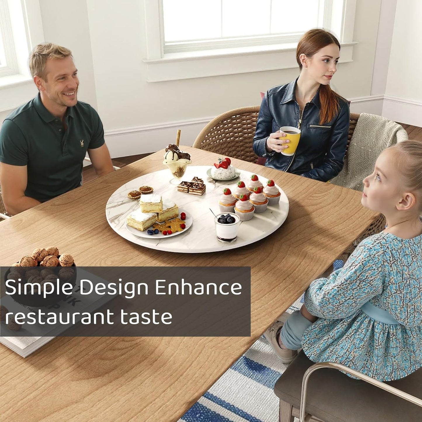 19.69" Lazy Susan for Table Top Sintered Stone Rotating Serving Tray for Dining Table, Kitchen Lazy Susan Organizer Spinning Rotating Food Server Party Centerpieces