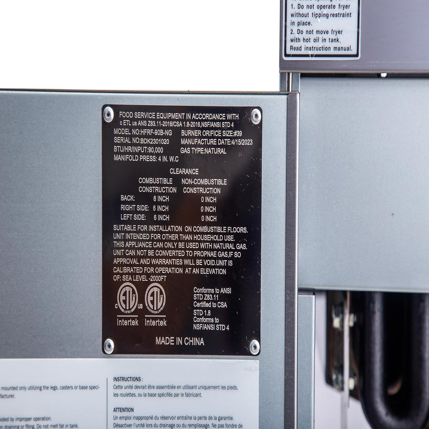 CLIVIA Liquid Propane Deep Fryer, Commercial Floor Fryer with 2 Baskets, 40 lb. Capacity with 3 Burners, Total 90,000 BTU Liquid Propane Powered Fryer for Restaurants