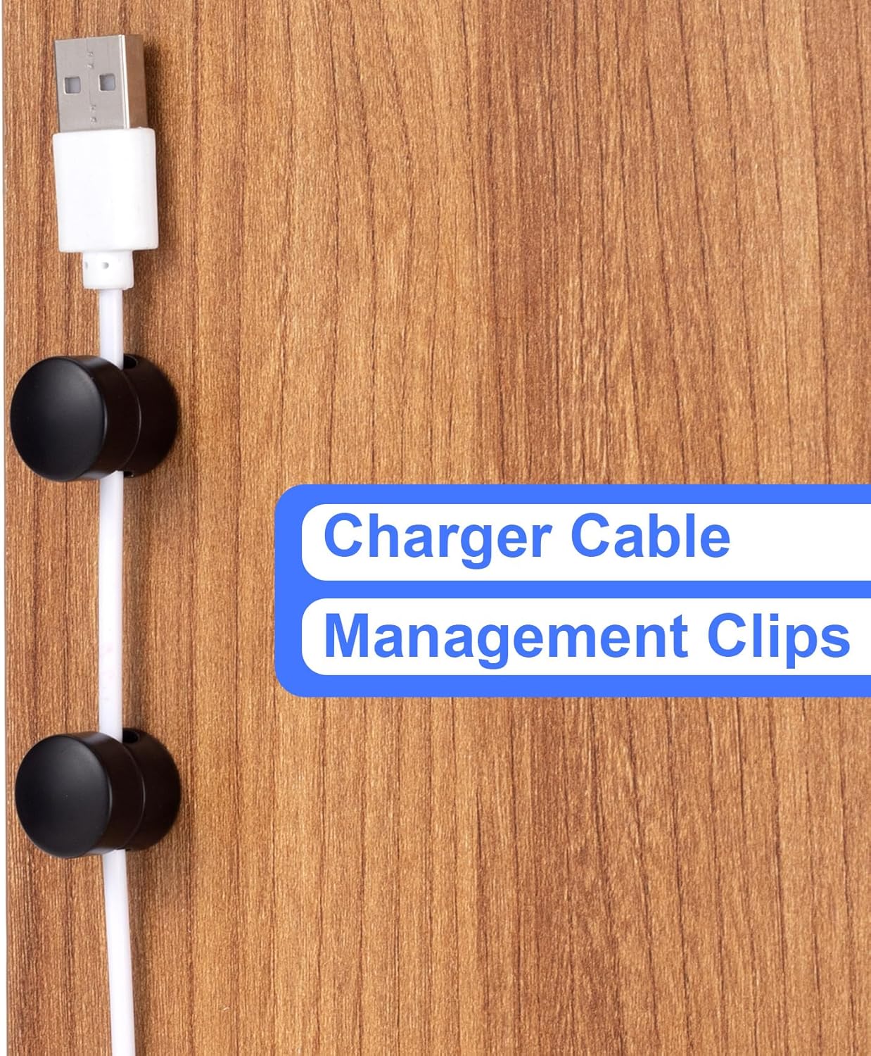 3 Sets Charger Holders for Cords, Matte Black Color Adjustable Cable Anchor Holders, Adhesive Metal Cord Clips, Cable Management Wire Organizers for Desk, Office, Nightstand
