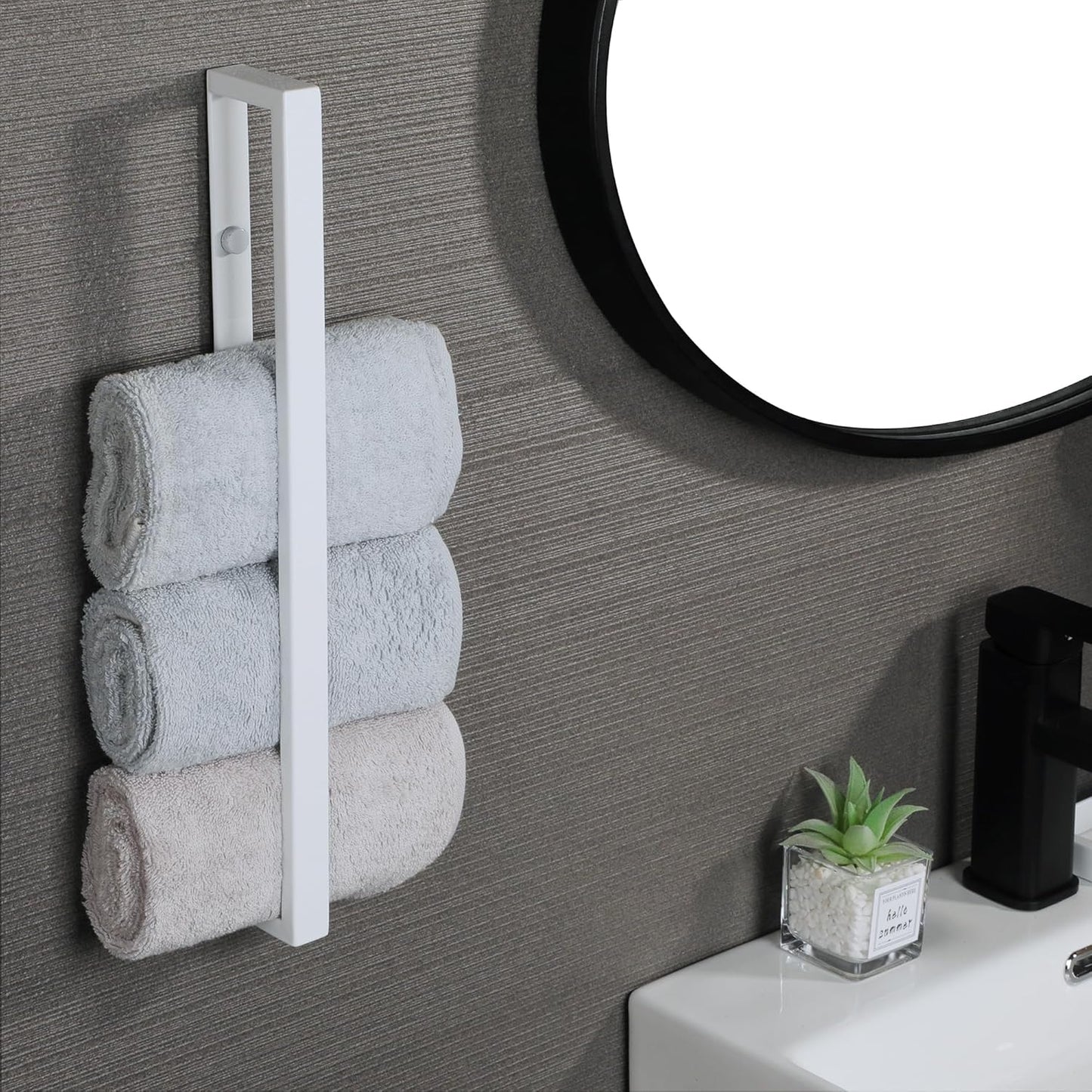 Alise Bath Towel Bar,Wall Mount Towel Holder Towel Rack Towel Hanger for Bathroom Lavatory,16 Inch SUS304 Stainless Steel Towel Rail,White Finish GJF040-W