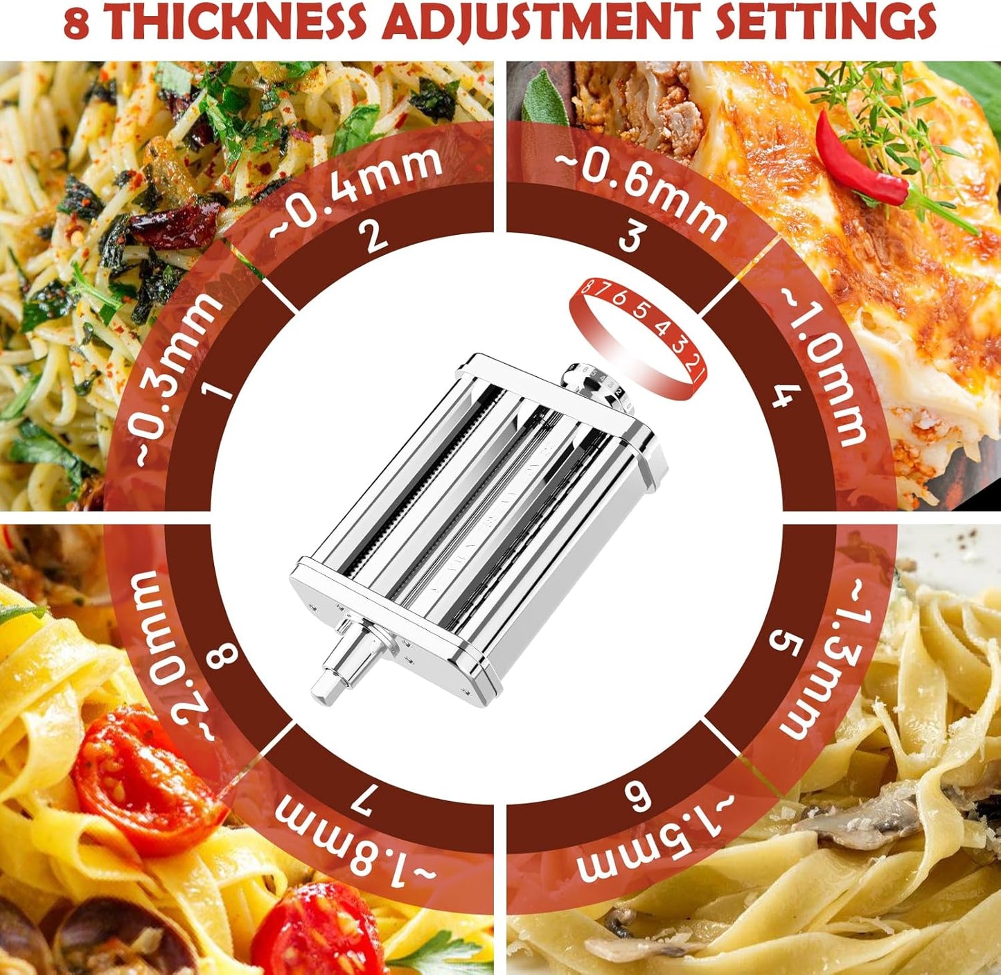3-in-1 Pasta Attachment for KitchenAid Stand Mixer - Stainless Steel Pasta Maker includes Roller, Spaghetti & Fettuccine Cutters | Professional Pasta Accessories for Homemade Noodles & Italian Cuisine