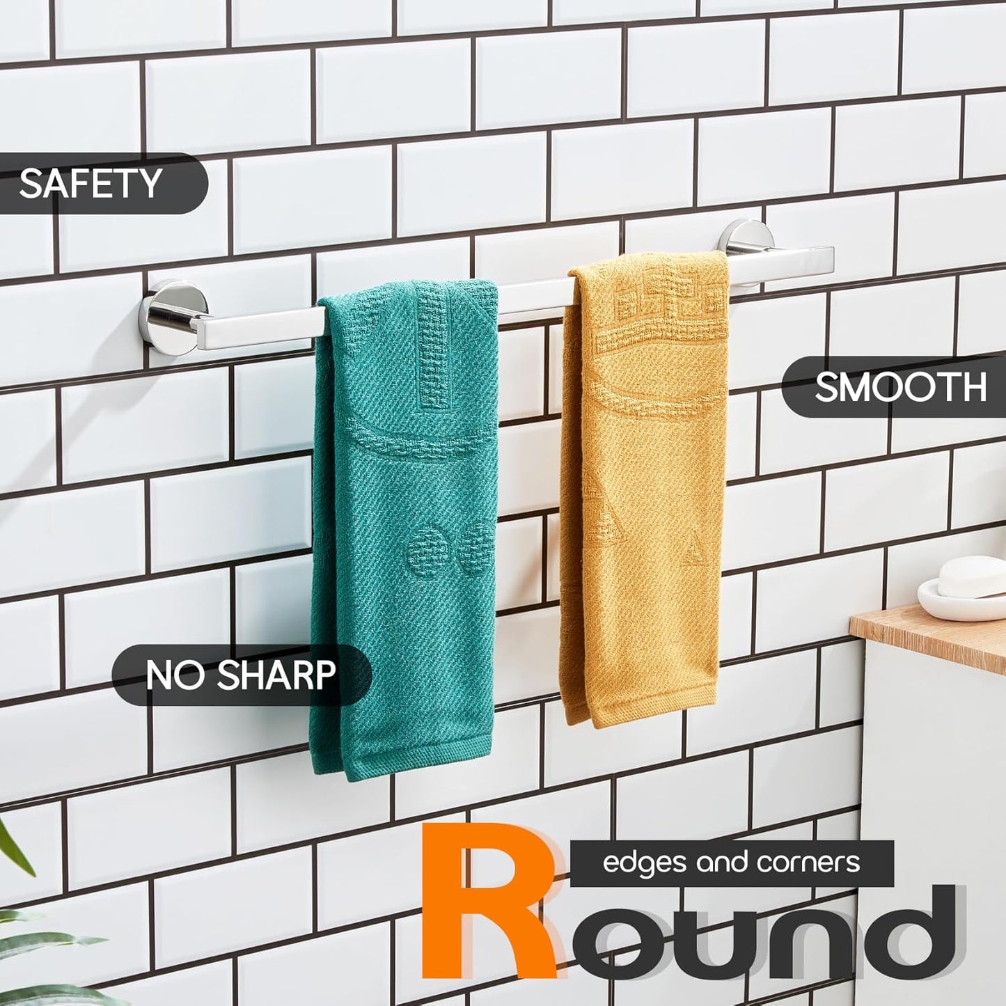 20 Inch Bathroom Towel Bar Bath Towel Rack Kitchen Towel Holder Towel Shelf Wall Mounted SUS304 Stainless Steel 2 Pack Polished Chrome AN4001CH-L20-P2