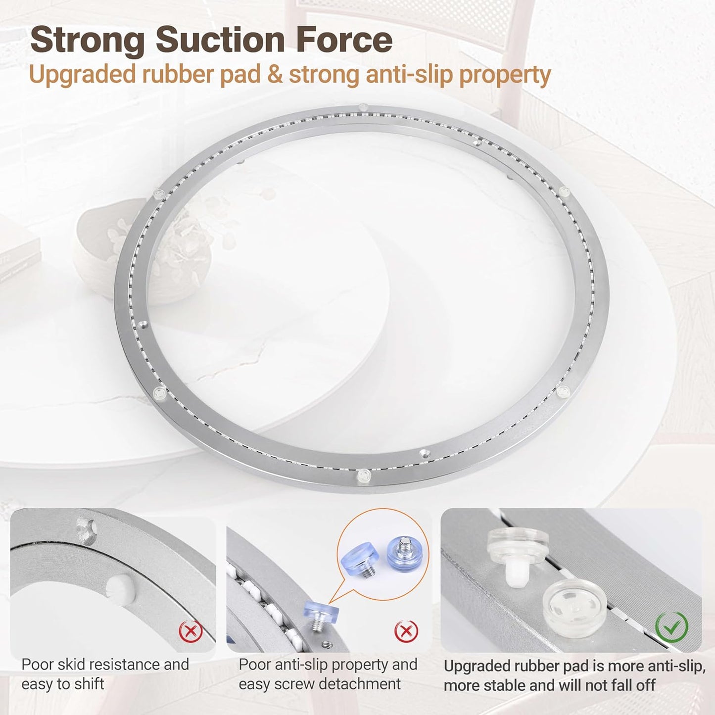 20 Inch Lazy Susan Bearing Aluminum Alloy Rotating Turntable, Non - Slip Mute Metal Bearing Swivel Plate Hardware for Dining and Workbench,660 Pounds Capacity