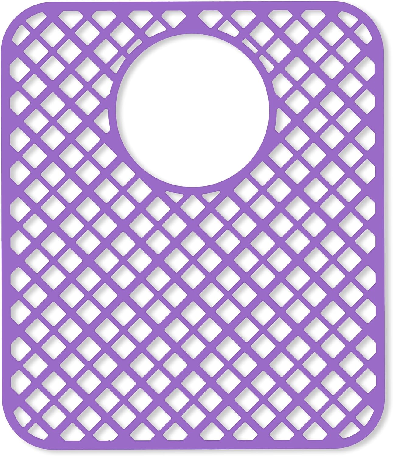 2 Pack Silicone Sink Protectors for Kitchen Sink, Lozenge Pattern 13 x 11 Inches Sink Mat, Non-Slip and Durable Sink Protector Silicone, Rear Drain, Purple