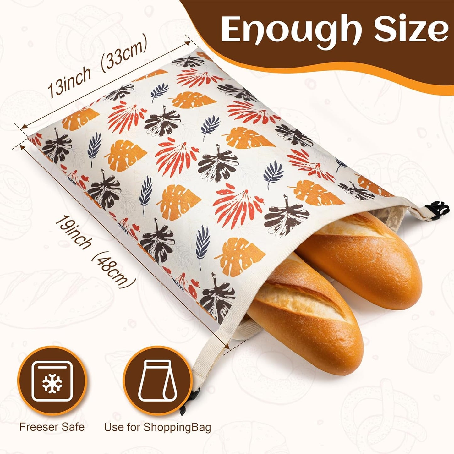 2 Pack Reusable Linen Bread Bag for Homemade Bread, Sourdough Bread Storage Bag Fresh Keeping - Reusable and Easy to Clean Storage Bag XL(19"x13")