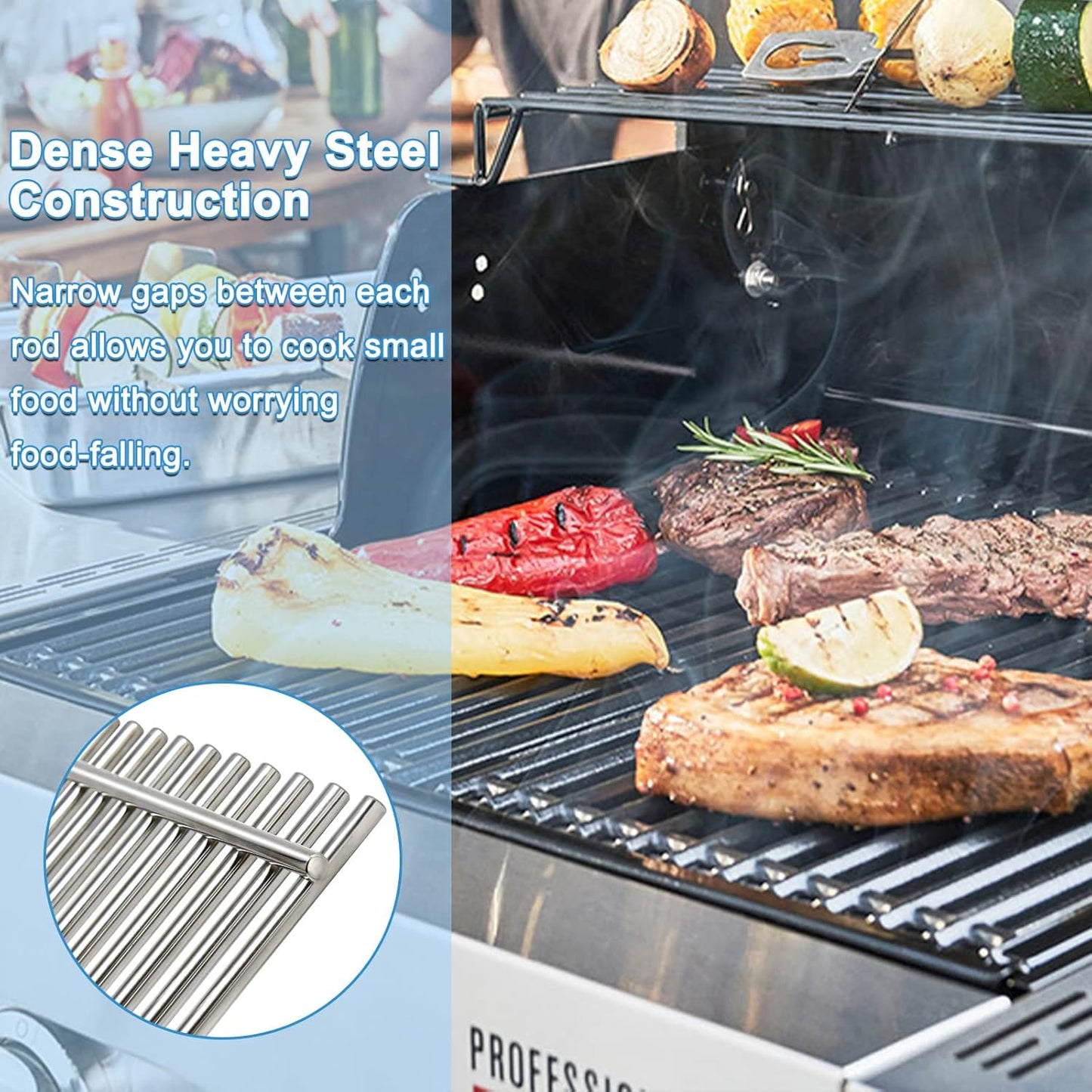 Adviace 18.75 Inch 66095 Grill Grate Replacement for Weber Genesis II 300 & II LX 300 Series, II E-310, II S-310, II S-335, II E-335, 304 Stainless Steel Cooking Grate for Weber Genesis Grill Parts.