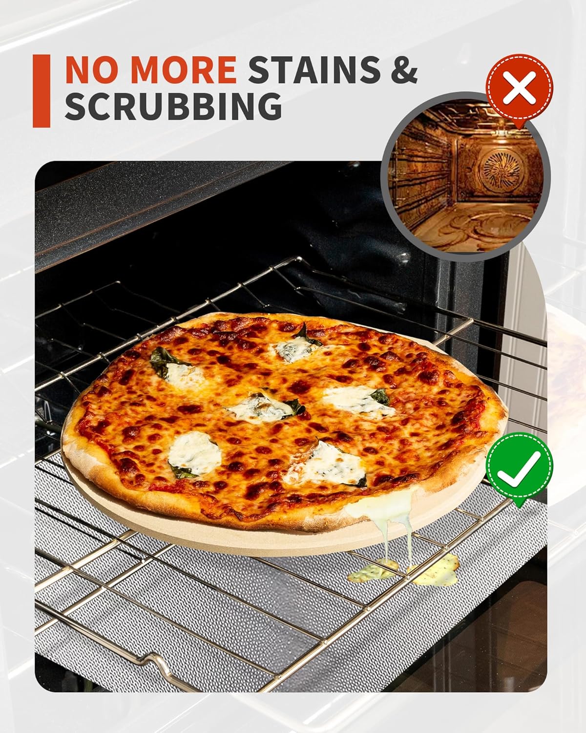 3 Pack Oven Liners for Bottom of Oven, 17x25" Large Heavy Duty Non-Stick Reusable Oven Mat for Electric, Gas, Toaster & Convection Ovens - BPA & PFOA Free, Dishwasher Safe, Kitchen Essentials, Silver