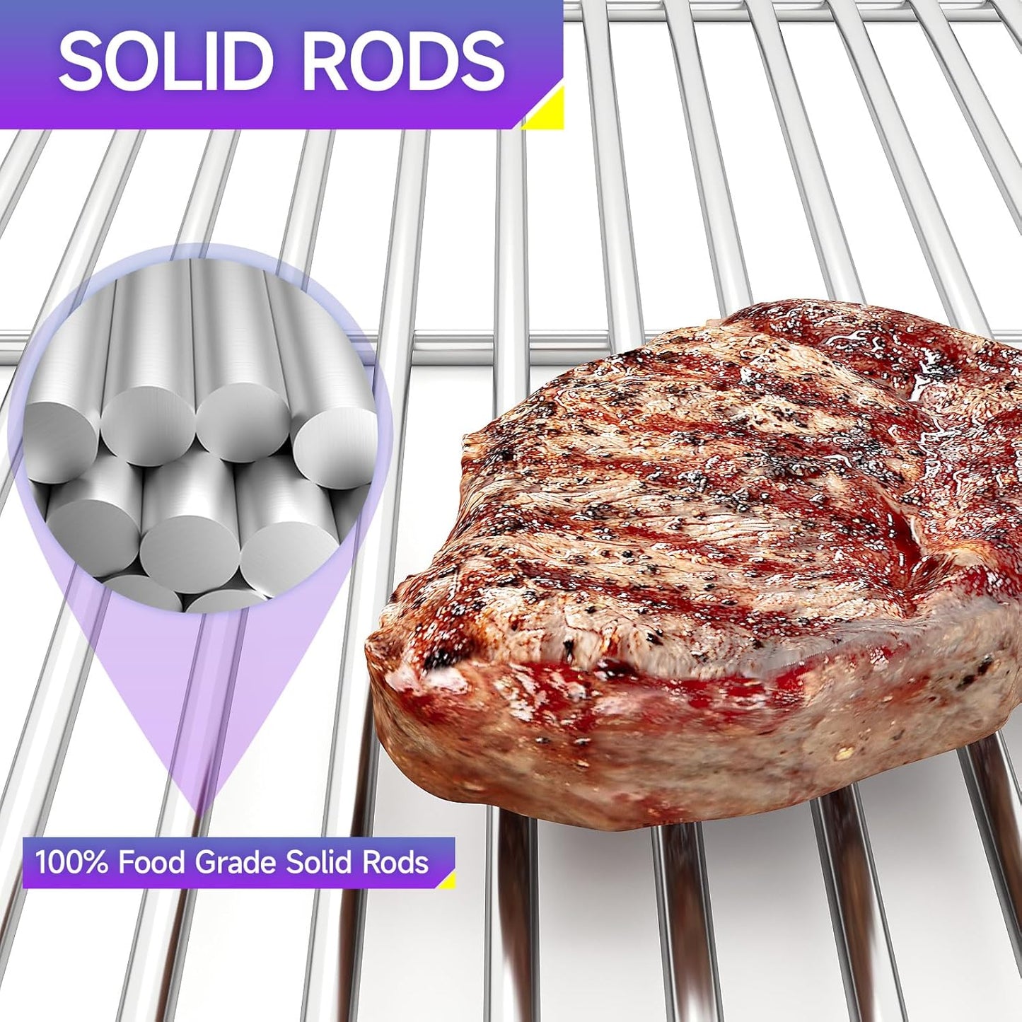 17.5 inch Stainless Steel Grill Cooking Grates Replacement Parts for Weber Spirit 300 Series, Genesis Silver/Gold/Platinum B/C, Genesis 1000-3500, I - IV, 7638, 7639, 2Pack