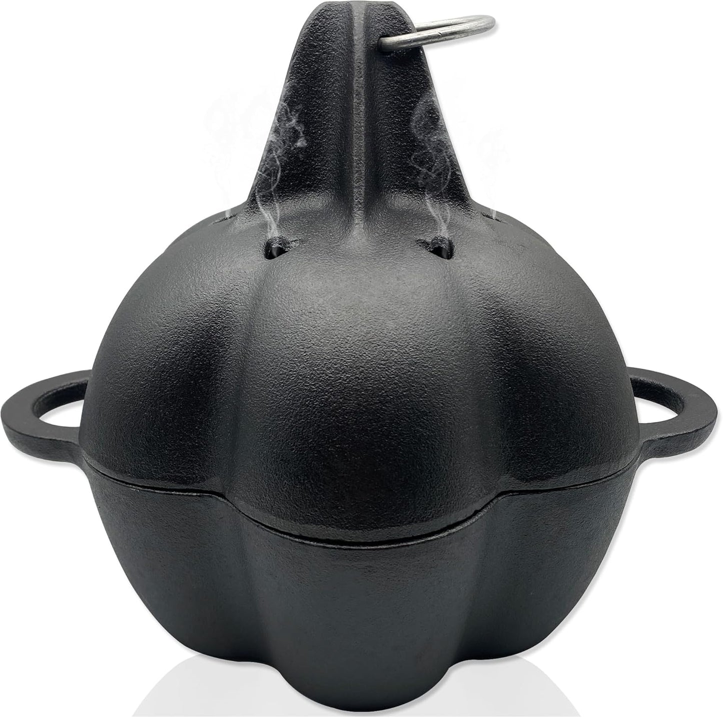 Large Cast Iron Smoker Roaster & Garlic Roster Baker, Smoker Box, Pre-Seasoned Cast Iron Garlic Roaster for Grill, Perfect for BBQ and Oven, for Smoky, Flavorful Vegetables, Meats Wood Chips