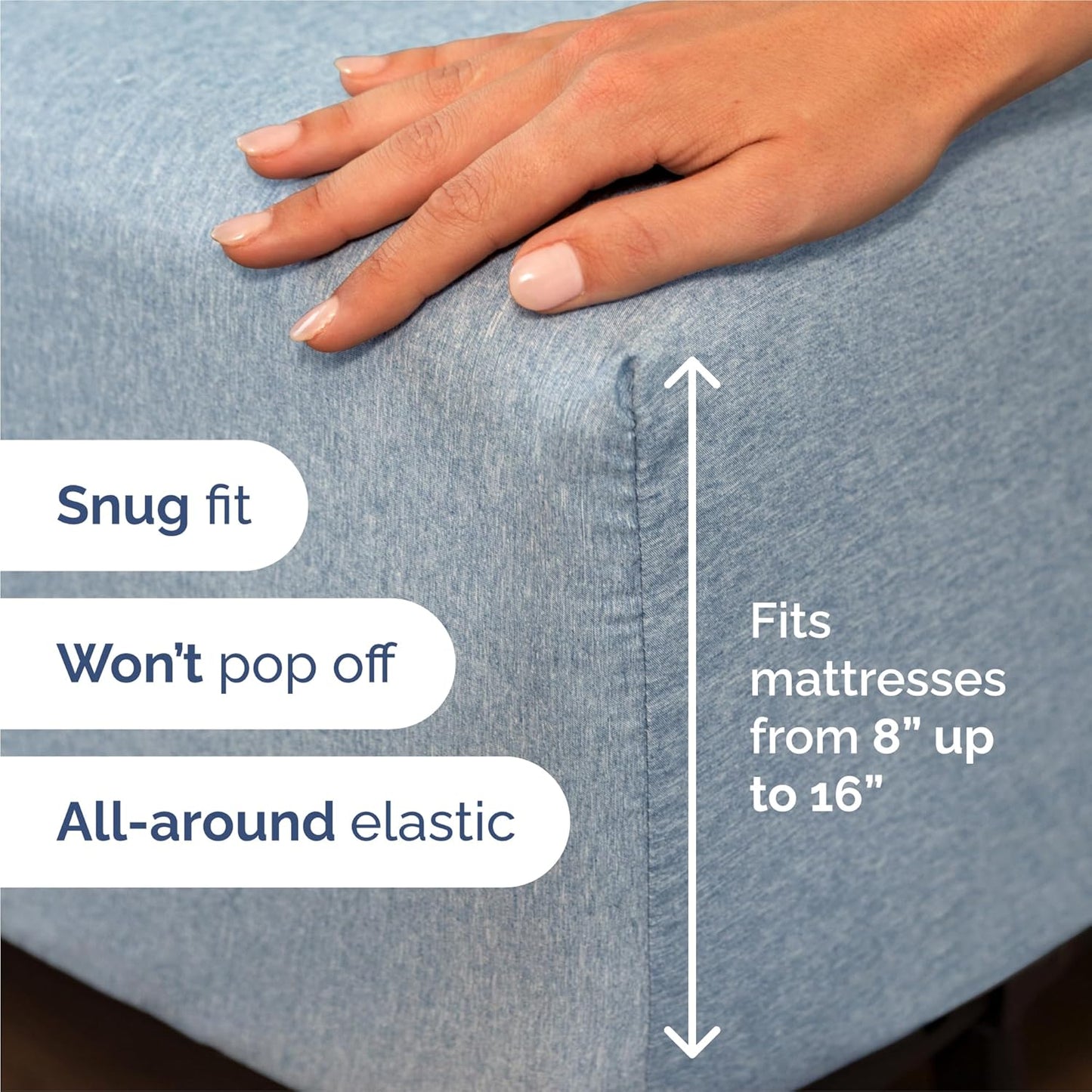 Split King Size 5 Piece Sheet Set - Comfy Breathable & Cooling Bed Sheets Set - Hotel Luxury Bedding for Women, Men, Kids, Teens, Boys & Girls - Deep Pockets & Wrinkle Free - Blue (Heathered Sheets)