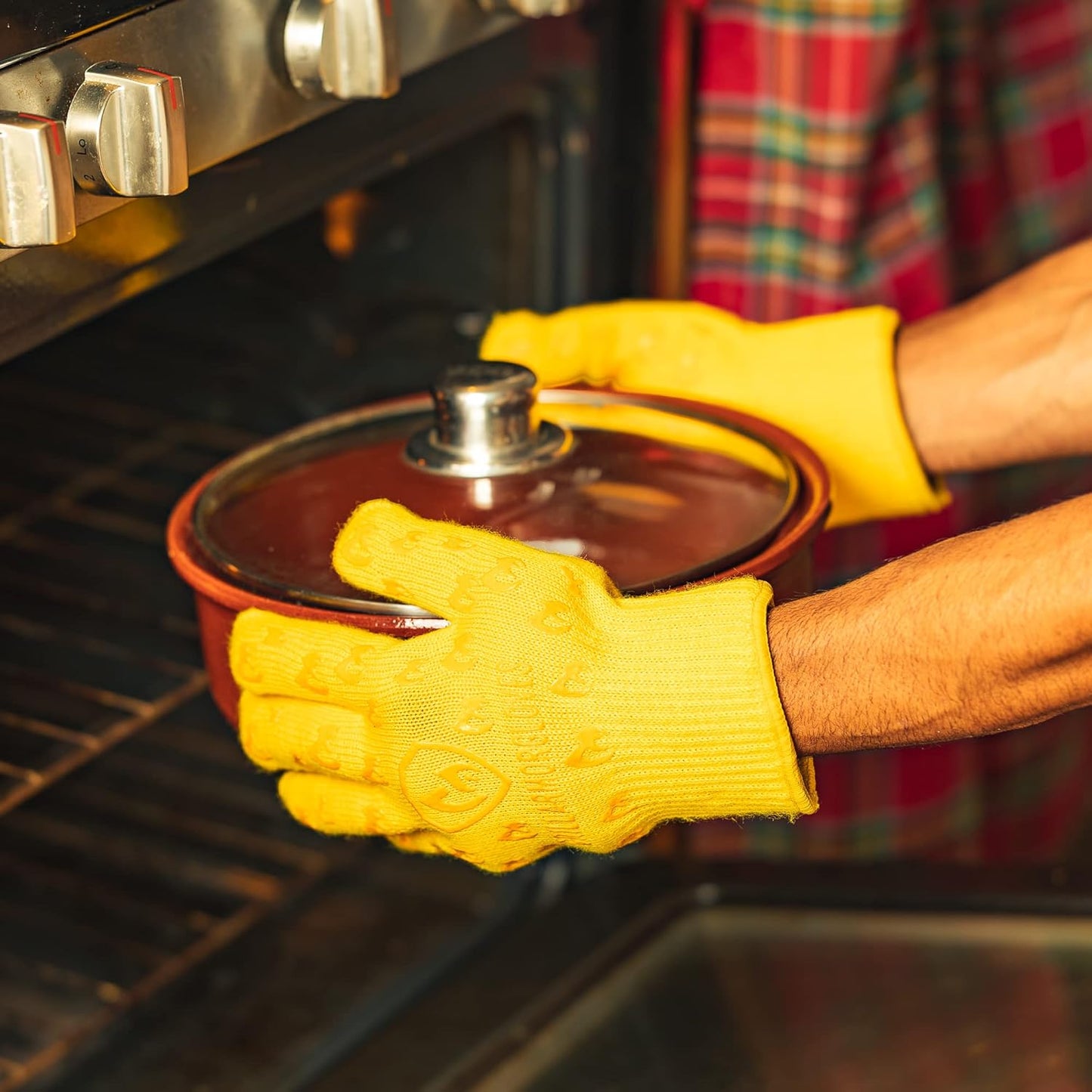 Grill Armor Oven Gloves 932°F Extreme Heat & Cut Resistant Oven Mitts with Fingers for BBQ, Cooking, Grilling, Baking – Accessory for Smoker, Cast Iron, Fire Pit, Camping, Fireplace, Griddle & More