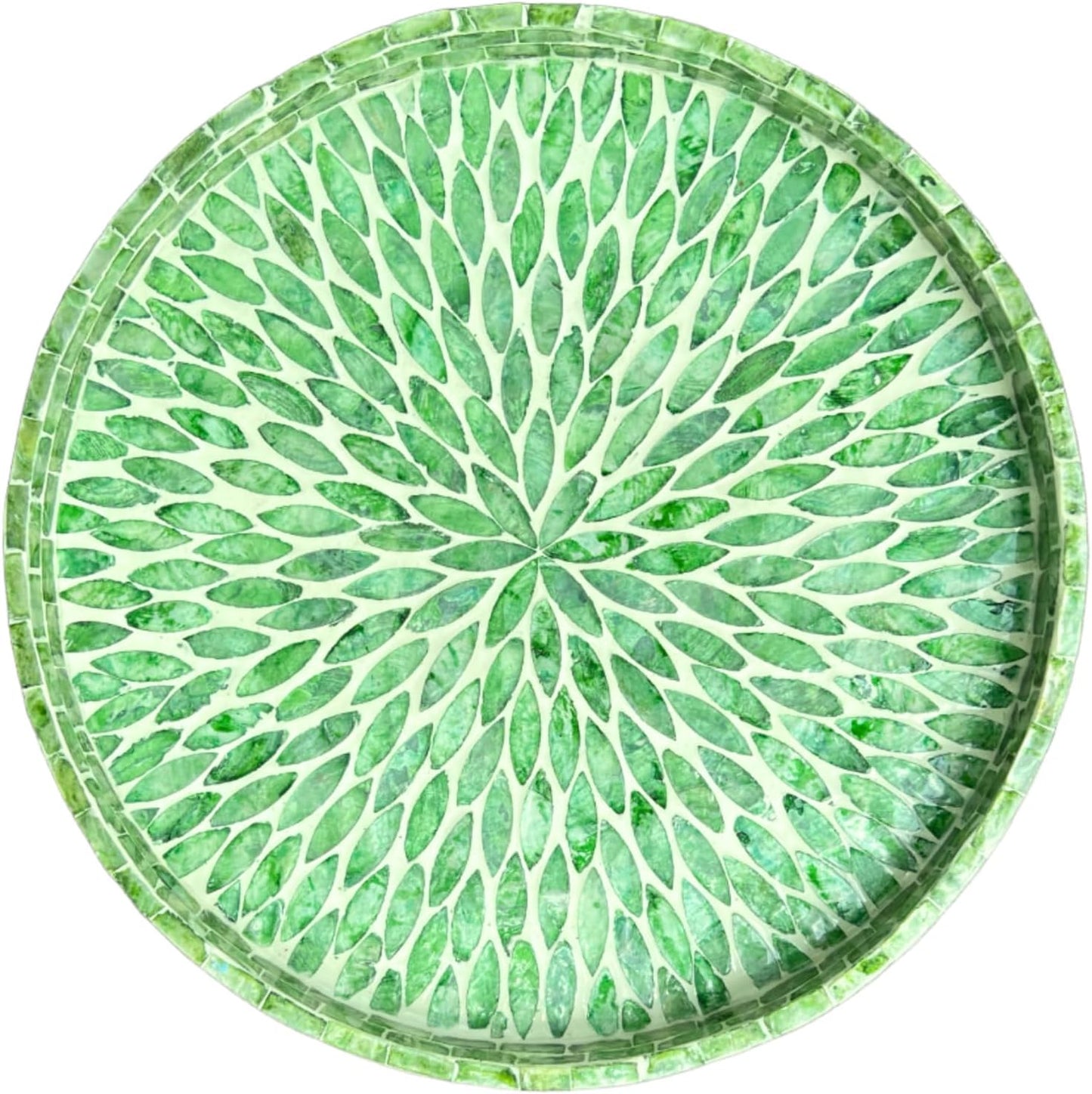 12.5" Lazy Susan for Table Top – Mother of Pearl Spinning Turntable Serving Tray, Marble Lazy Susan Organizer for Dining Table Centerpiece, Kitchen Island Decor, Bathroom Counter, Outdoor Use (Green)