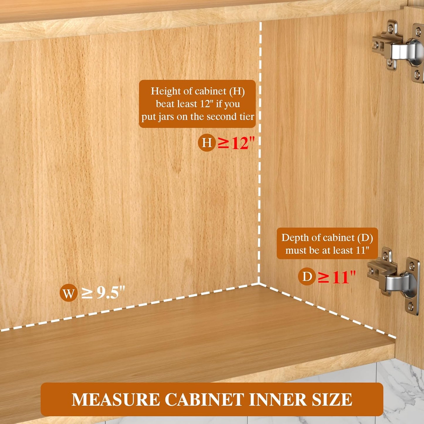 2 Pack Pull Out Spice Rack Organizer for Cabinet, 2 Tier Slide Out Spice Racks Organizer, Spice Cabinet Organizers, Cabinet Size Need:12'' High x 11'' Deep x 5'' Wide, Clear Acrylic