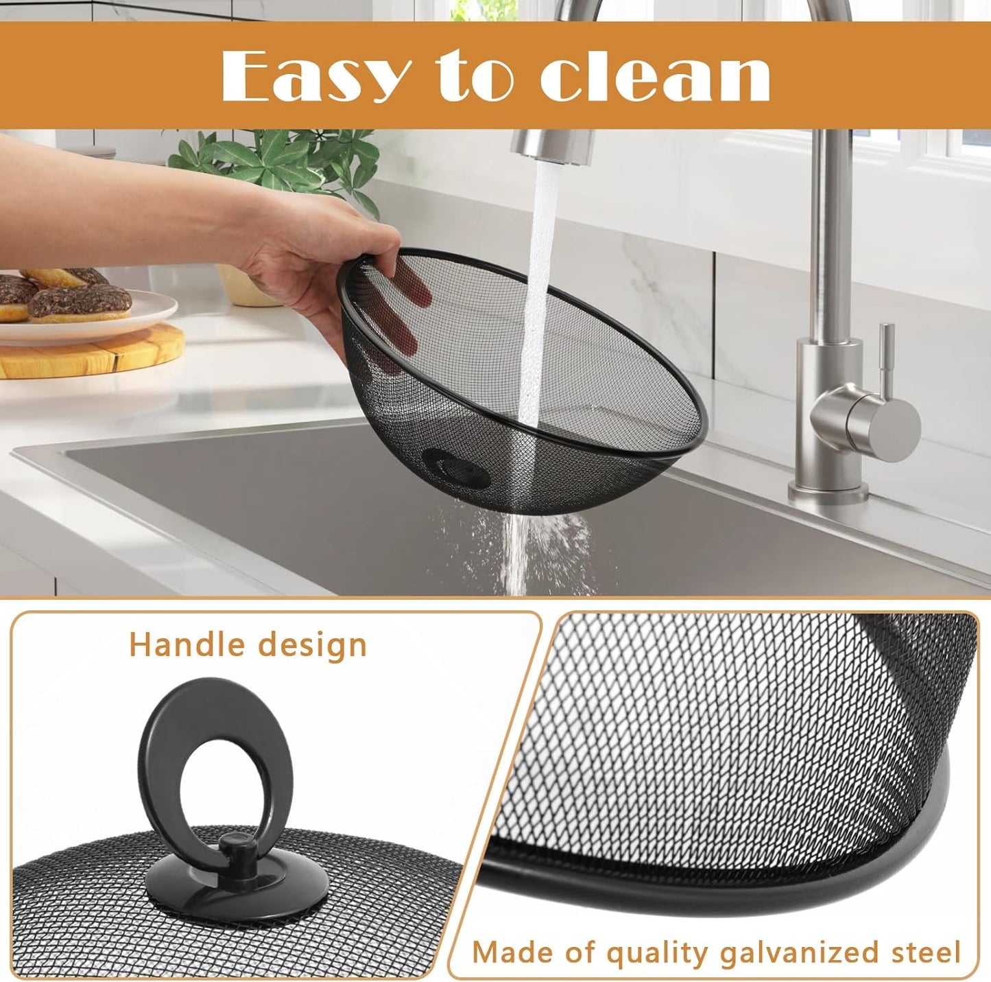 4 Pcs Metal Mesh Food Cover 14'' 12'' 11'' 10'' Food Screens for Outdoors Food Domes for Outdoor Picnic Food Net Covers for Outside Keep out Flies for Table Picnic Camping