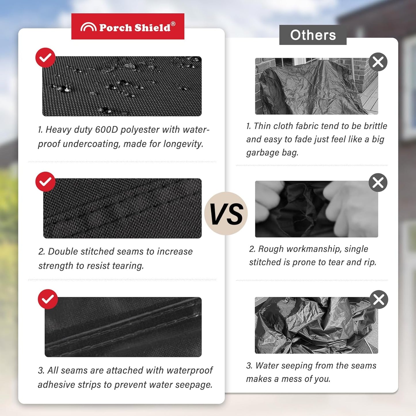 Porch Shield Outdoor Charcoal Kamado Joe Grill Cover Waterproof 600D Rond Smoker Cover Fits 22-24 inch Big Green Egg Char-Griller Char-Broil and Most Kettle Grill 36" Dia x 45" H, Black