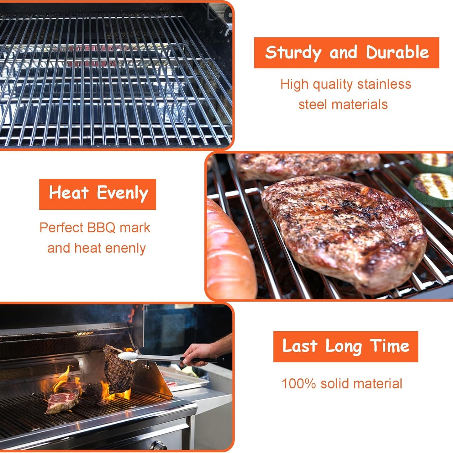 18.75" Cooking Grates for Weber Genesis II 300 and Genesis II LX 300 Series Gas Grills, Genesis II E&S 310 315 320 325 340, Stainless Steel Cooking Grid Replacement Parts for Weber 66095 84136