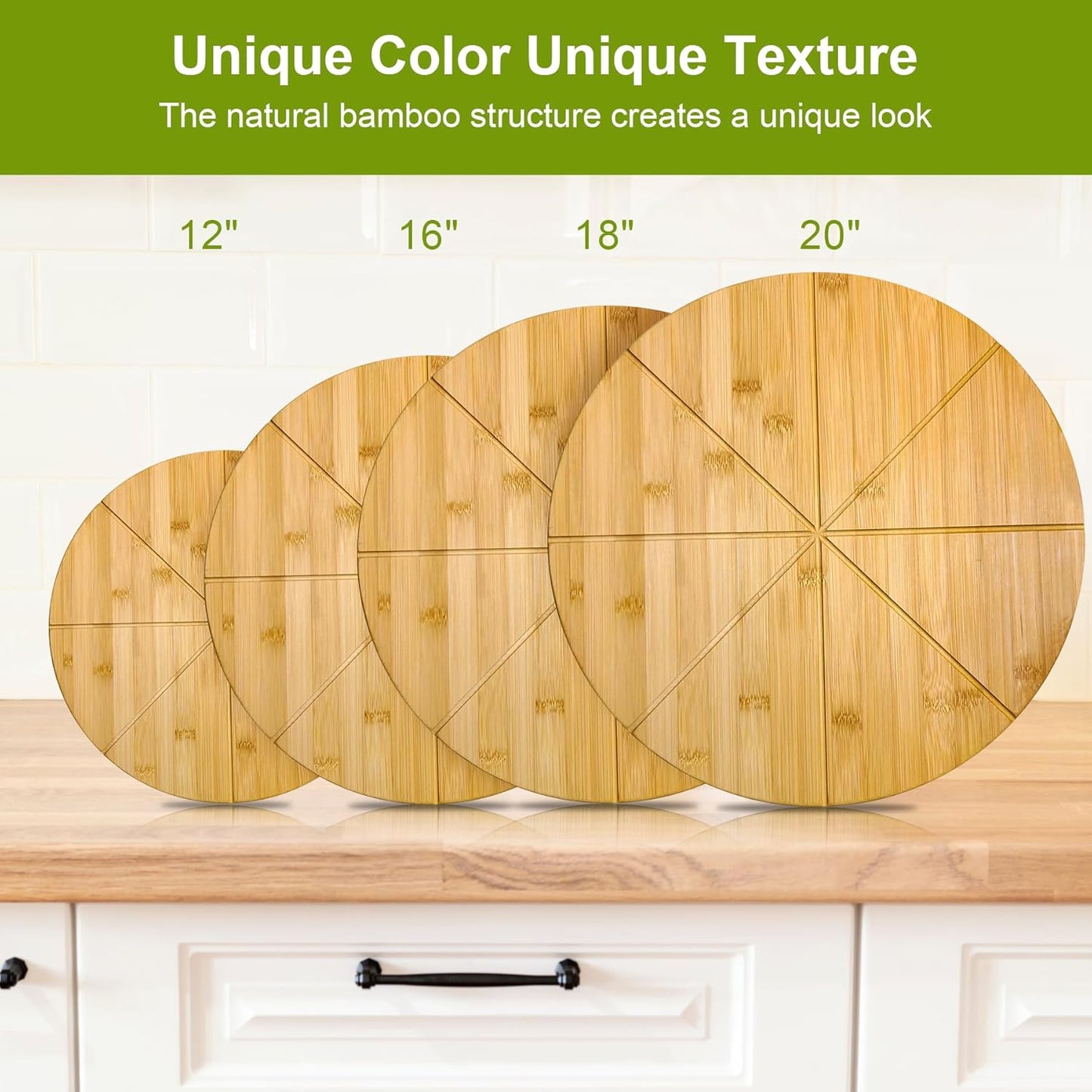 20" Round Cutting Board Pizza Cutting Board Extra Large 20inch Double Sided 3XL Pizza Prep Wooden Bamboo Serving Platter Tray Pizza Oven Accessories Circle Pre Block with Cutting Grooves