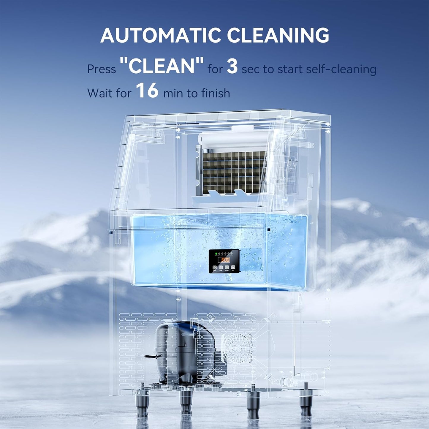 200 lbs/24H Commercial Ice Maker Machine,45 Cubes/6mins, 35 lbs Ice Storage Capacity, Under Counter Ice Maker Self Cleaning, Stainless Steel Freestanding Ice Maker for Home Bar Restaurant