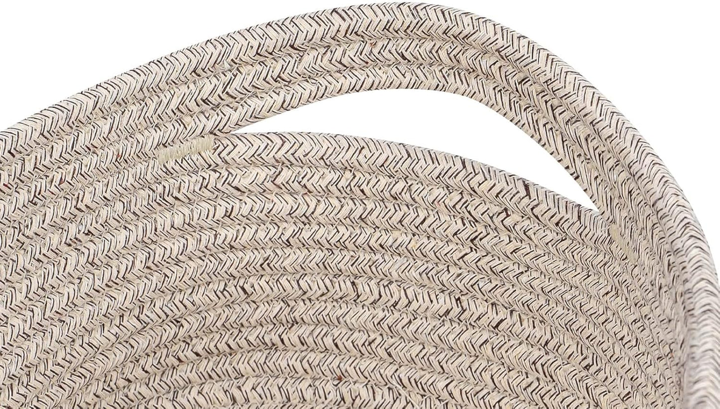 CubesLand Rectangle Organization/Storage Basket, Natural Cotton Rope Woven Baskets for Organizing, Small Basket for Kids, Baby Nursery, Cat Dog Toy Baskets, Organizer Bins for Shelves 3Pc Light Brown