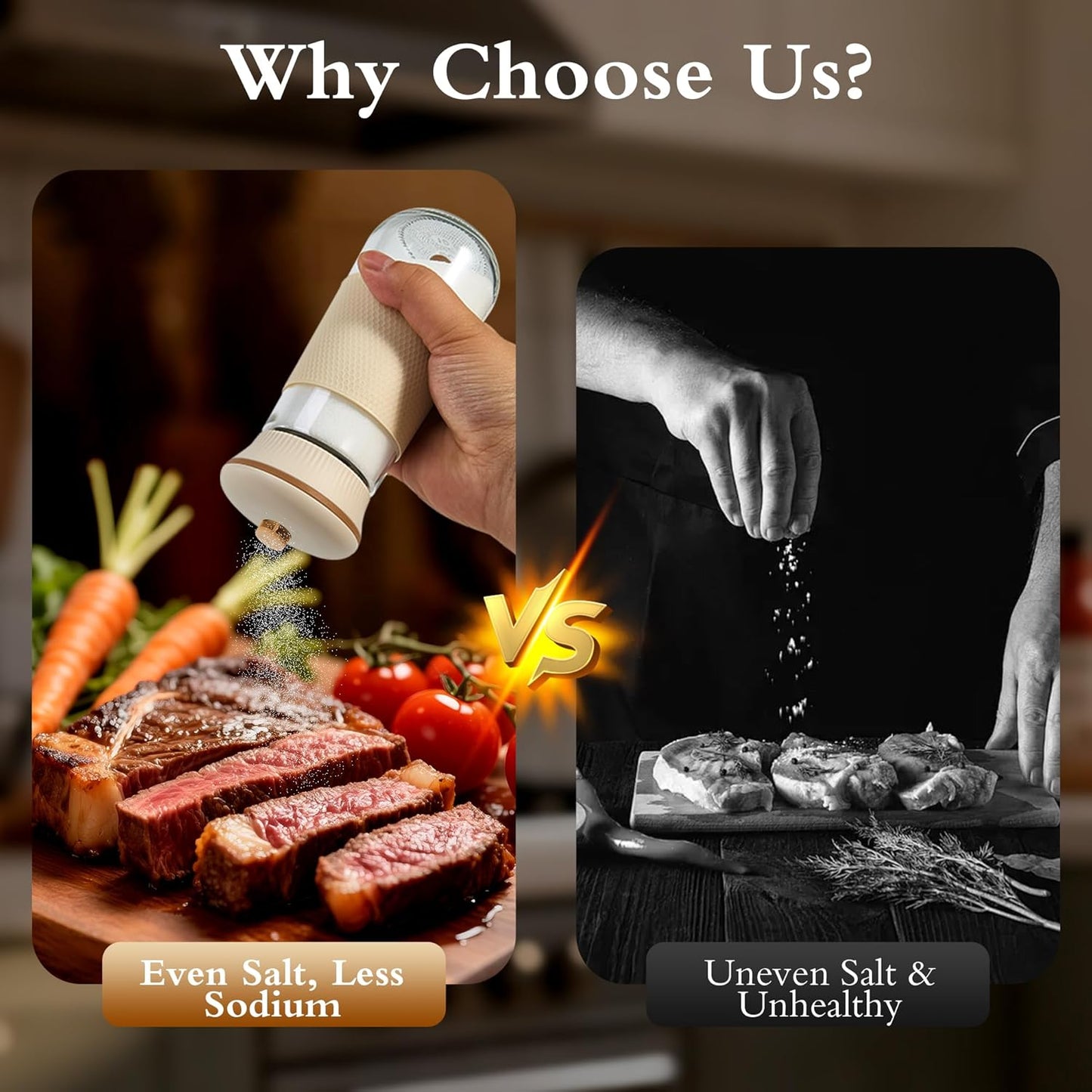 2-in-1 Salt Shaker, Glass Salt and Pepper Shakers Set with 1g Measuring Spoon, 2PCS Salt Pepper Containers Farmhouse Cute Salt Shakers for Kitchen, Easy Filling