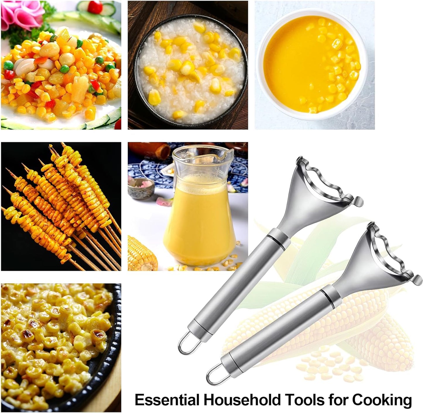2 Pcs Corn Peeler, Corn Stripper Corn Cob Stripper Tool,Corn Stripper for Corn on the Cob Remover Tool，Corn Thresher with Ergonomic Handle，Kitchen Gadget