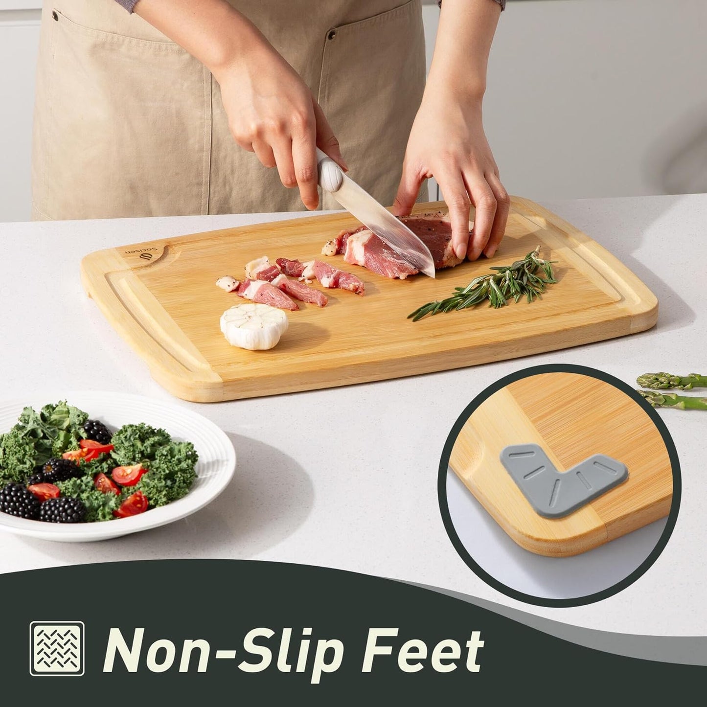 3 packs Bamboo Cutting Board Set Non Slip Feet Over Sink For Kitchen Meal Prep & Serving Brides Her Wedding Day Bridal Shower Engaged Wed House Christmas Married Future Unique Cool Gifts