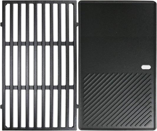 Uniflasy 7637 17.5 Inch Cast Iron Griddle Grates Replacement Part for Weber Spirit E210 E220 S210 S220 with Front Control, Reversible Griddle Plate for Weber Spirit & Spirit II 200 Series