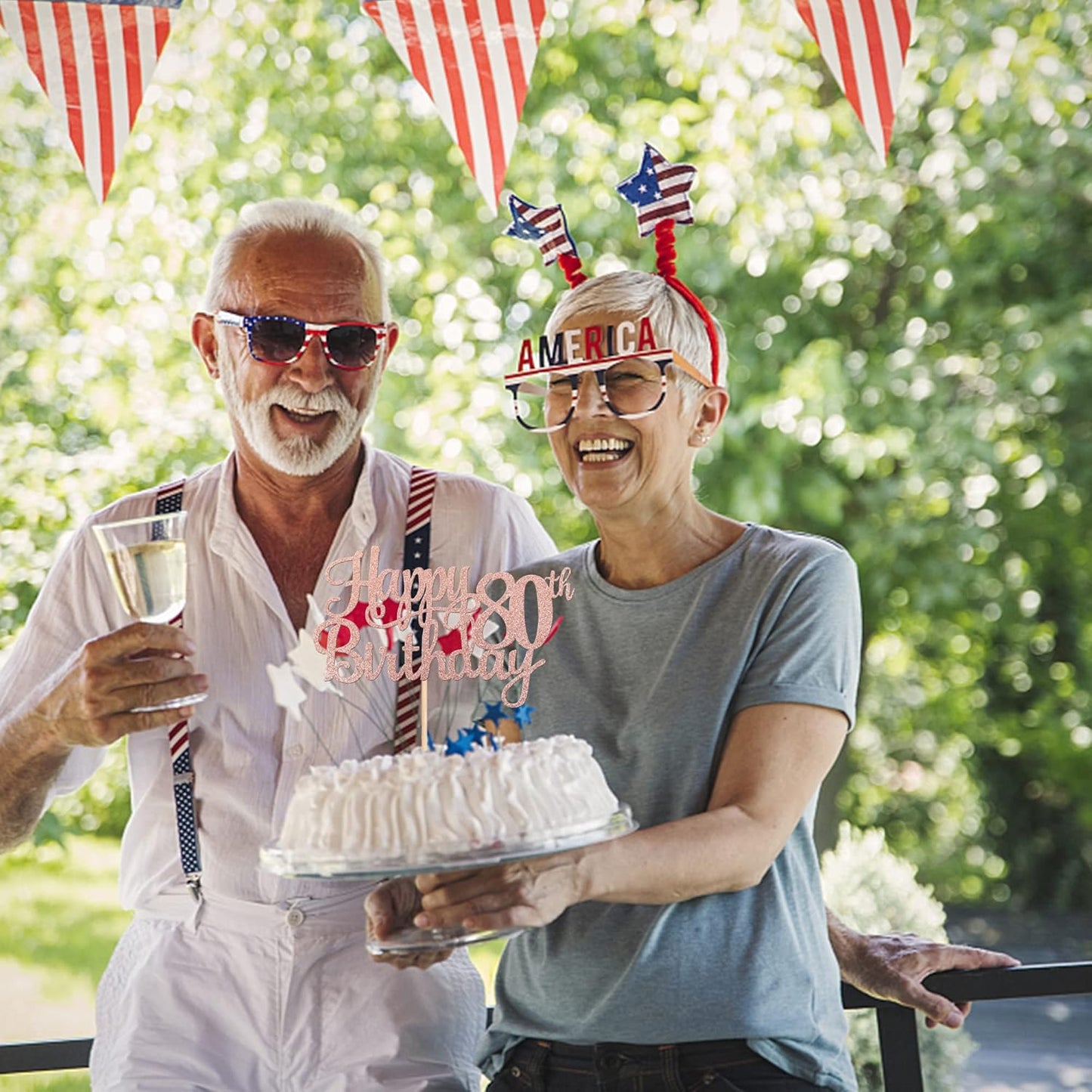 1 PCS Happy 80th Birthday Cake Topper Glitter Cheers to 80 Years Birthday Cake Pick 80 Fabulous Cake Decoration for Happy 80th Birthday Theme Party Decorations Supplies Rose Gold