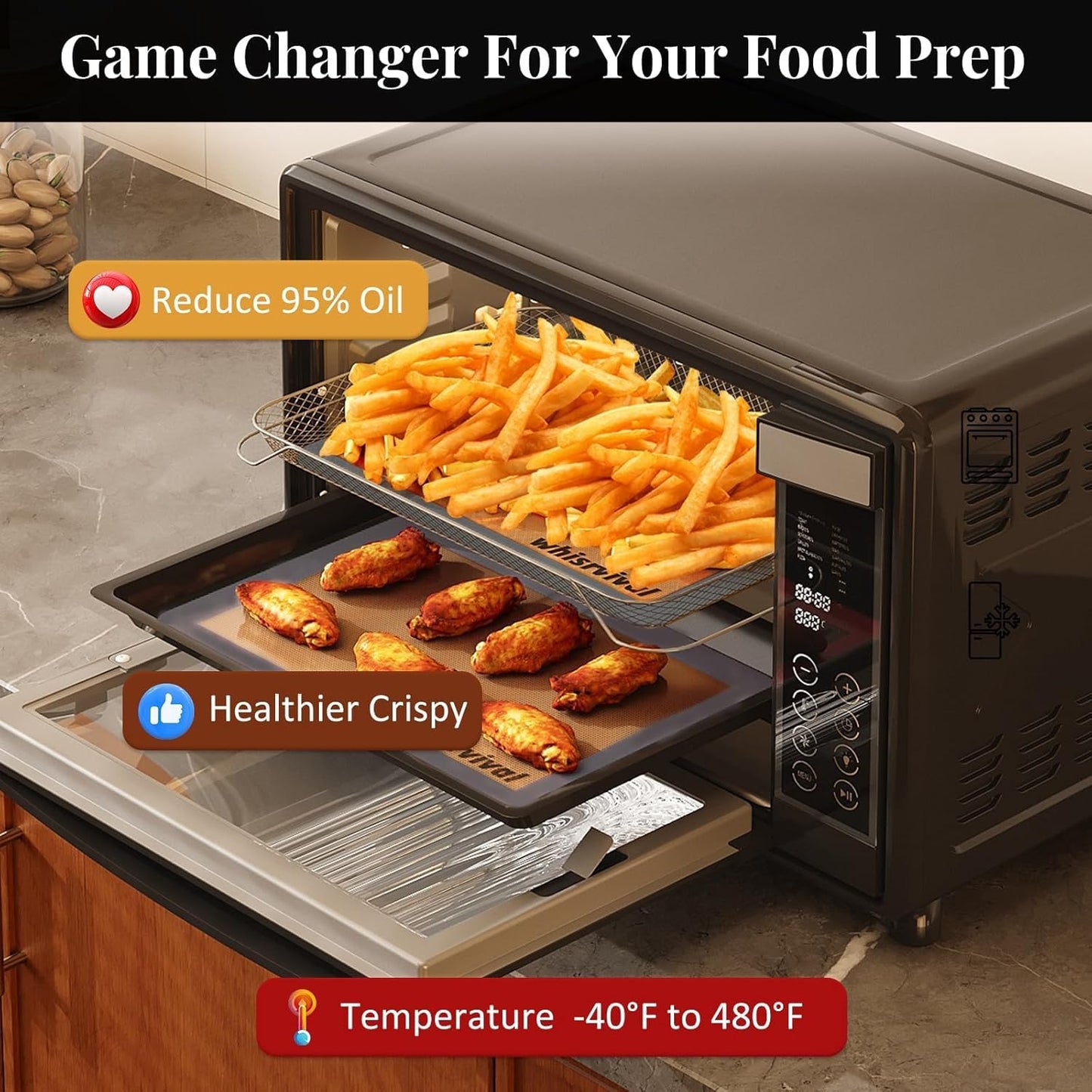 4 Pcs Silicone Baking Mat, Non-Stick Baking Mat, Food Safe Silicone Mats for Baking Cookies, Macarons, Vegetables, 480℉ Heat Resistant (Grey)