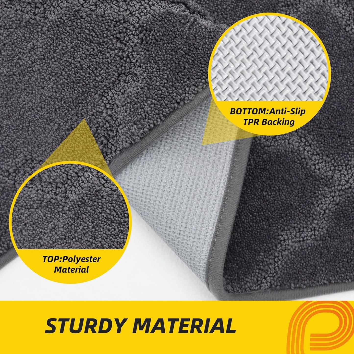 JSEI Kitchen Rugs, Non-Slip Kitchen Mats for Floor, Soft Washable Absorbent Kitchen Mats 2 Pieces, Kitchen Carpet Runner with TPR Backing, Polyester, 20”x32”+20”x48”, Dark Grey