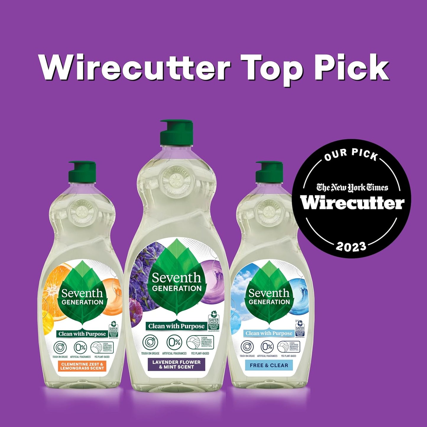 Seventh Generation Dish Soap Liquid Lavender Flower & Mint Scent Pack of 6 Dishwashing Soap Dish Detergent Liquid Soap 19 oz