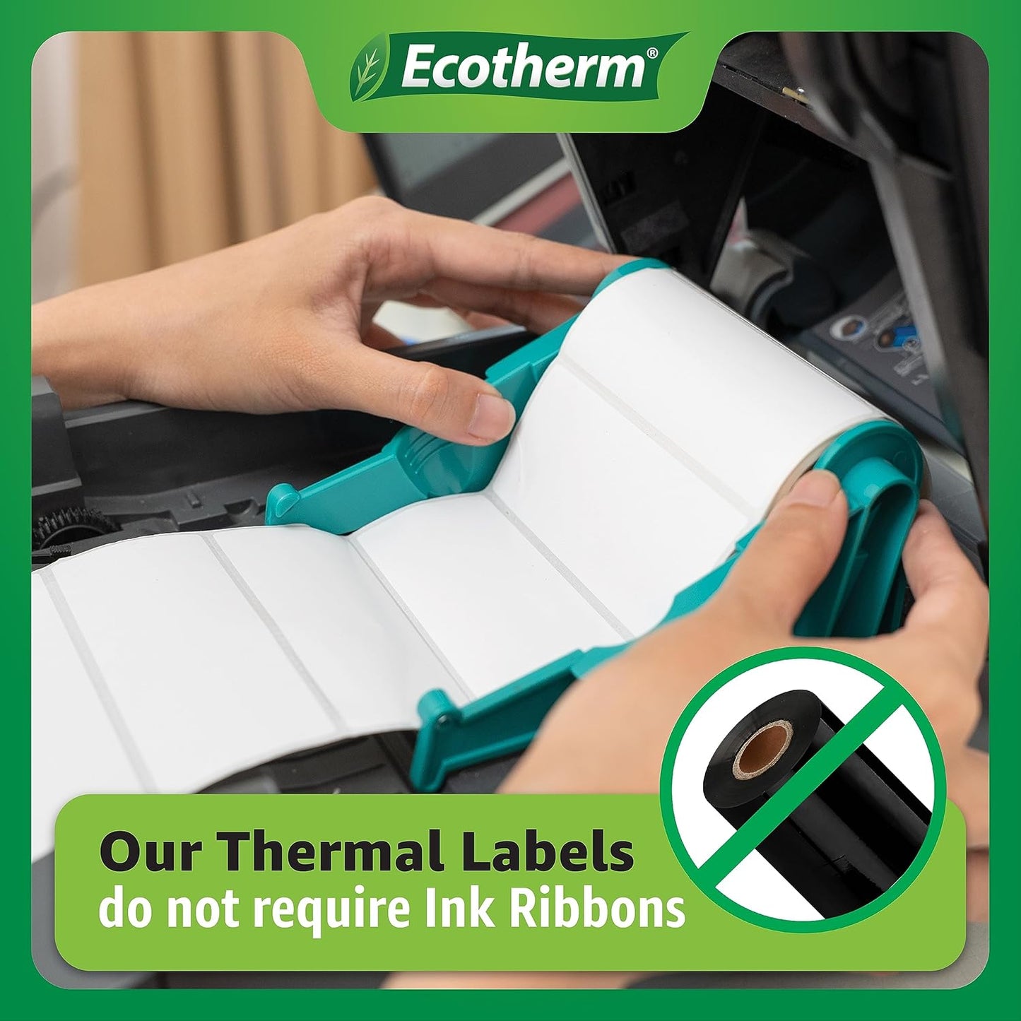 2.25" x 4" Thermal Labels | 4 Rolls | 1440 Labels | fits Zebra, Munbyn, Rollo, Godex, Arkscan, iDPRT, Offnova Thermal Label Printers and More | Blank White Adhesive Stickers by Ecotherm