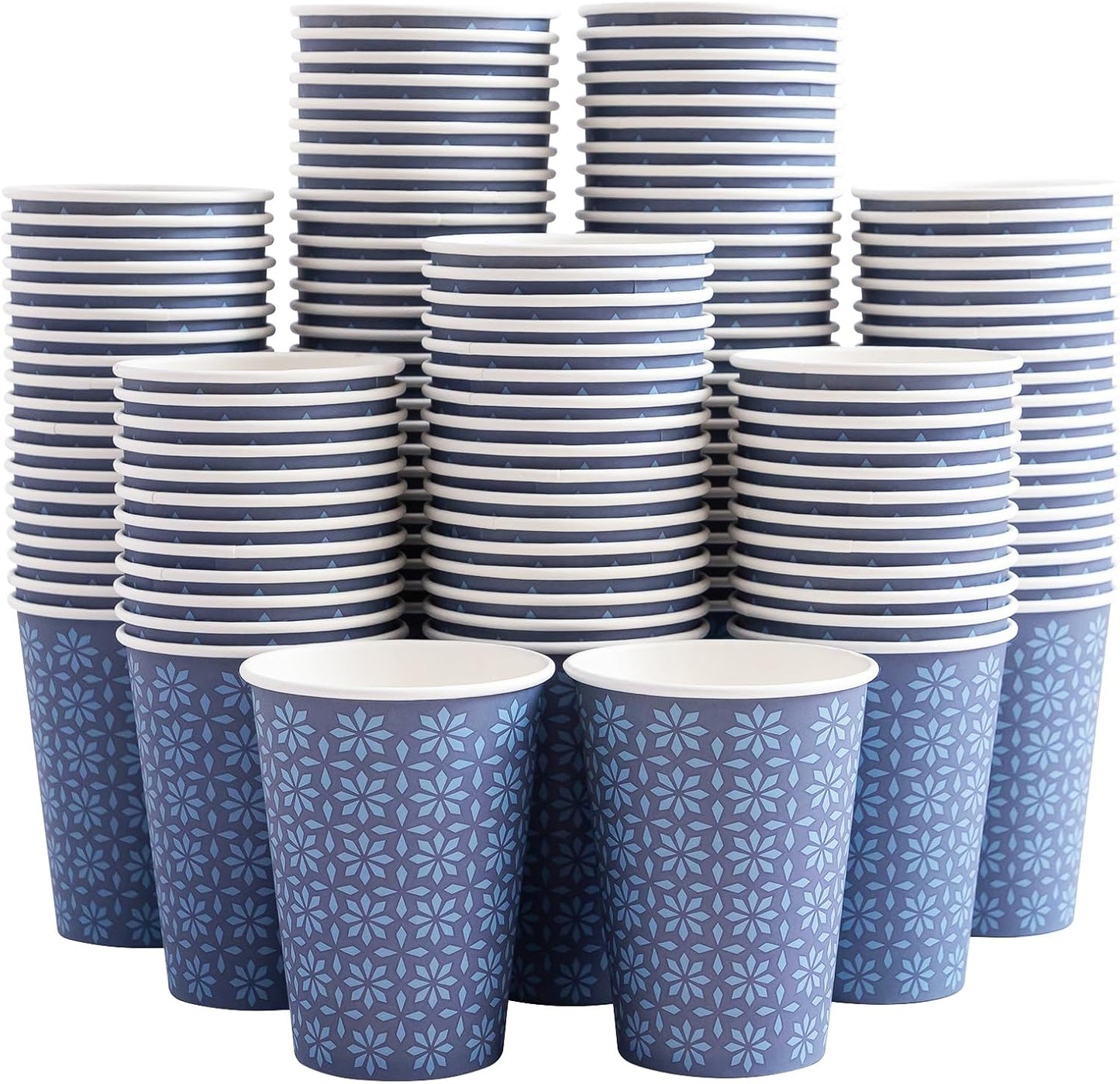 240 Pack 12 oz Disposable Paper Cups, Hot/Cold Beverage Paper Drinking Cups, Navy Floral Paper Coffee Cups 12 oz for Home-use, Office, Restaurant and Events