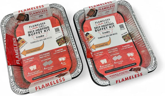 Flame-Free Catering Heat Pads & Buffet Kits – Sustainable Natural Mineral Food Warming Solution for Full & Half Pans (Party Kit/Pack of 8)