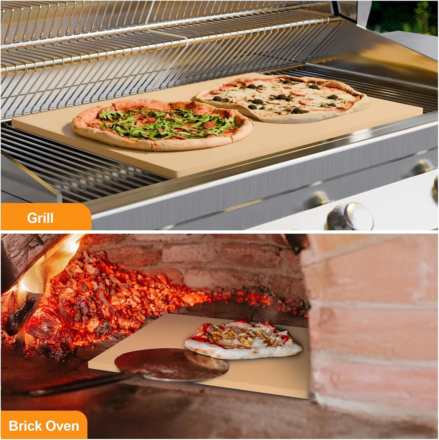 Extra Large Pizza Stone 24 Inch, Rectangular Pizza Grilling/Baking Stone 24" x 18",Does Not Fit 30” Compact Ovens,For 48” Wall Ovens