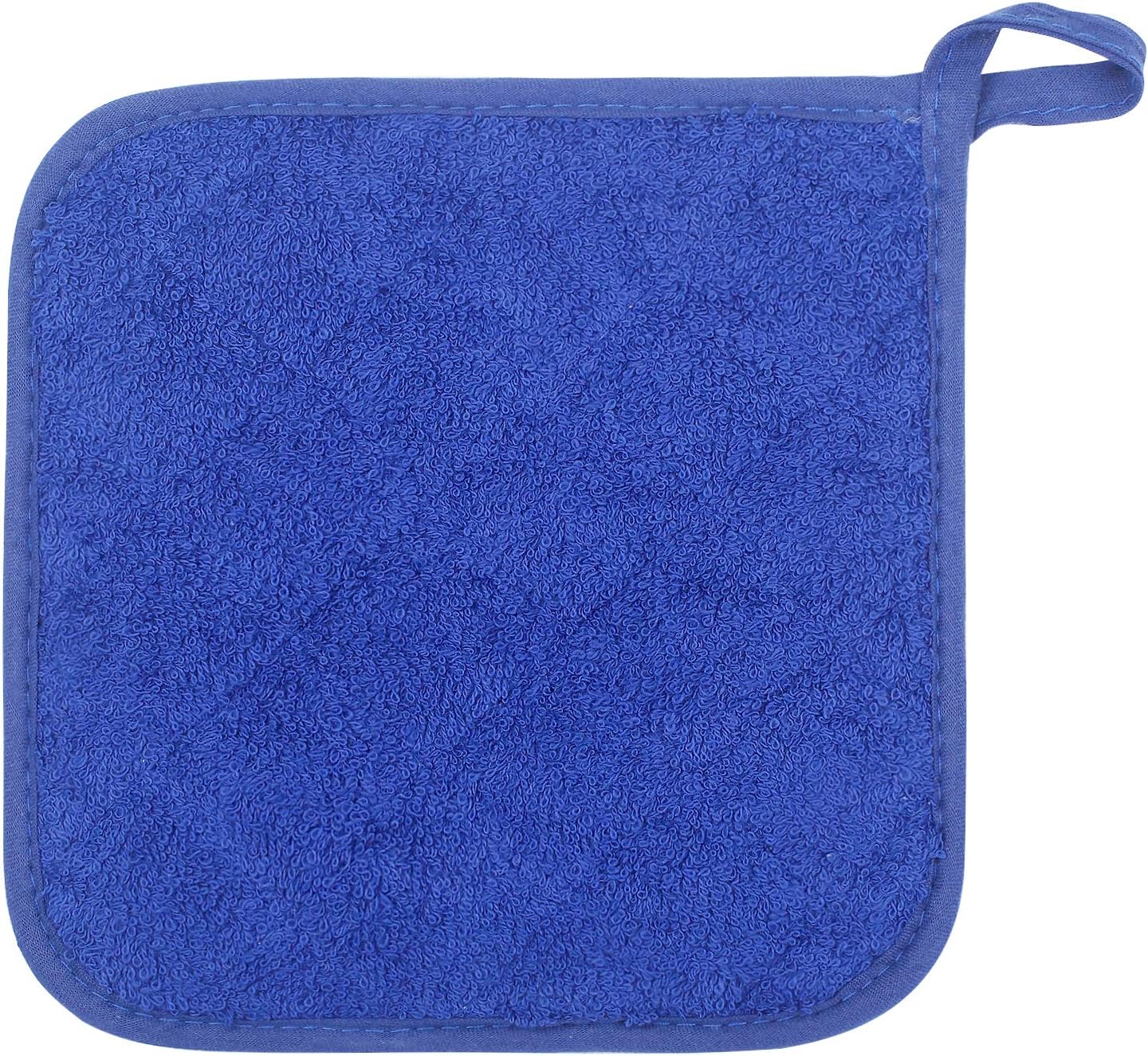 100% Cotton Kitchen Everyday Basic Terry Pot Holder Heat Resistant Coaster Potholder for Cooking and Baking Set of 5 Navy Blue