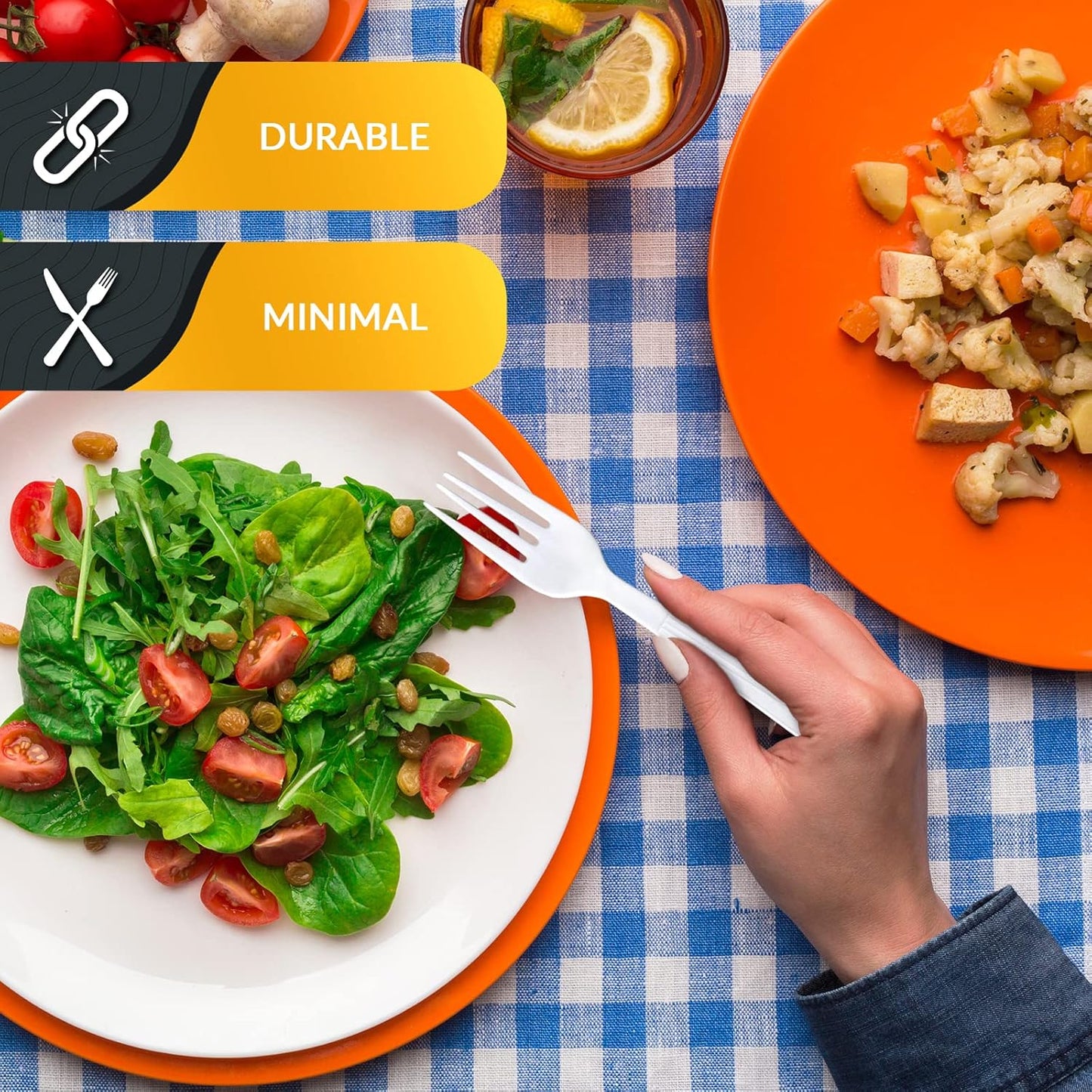 PAMI Heavy Weight Disposable Plastic Forks [200-Pack] - Bulk King Size Deluxe White Plastic Silverware For Parties, Weddings, Catering Food Stands, Takeaway- Heavy-Duty Single-Use Partyware Forks