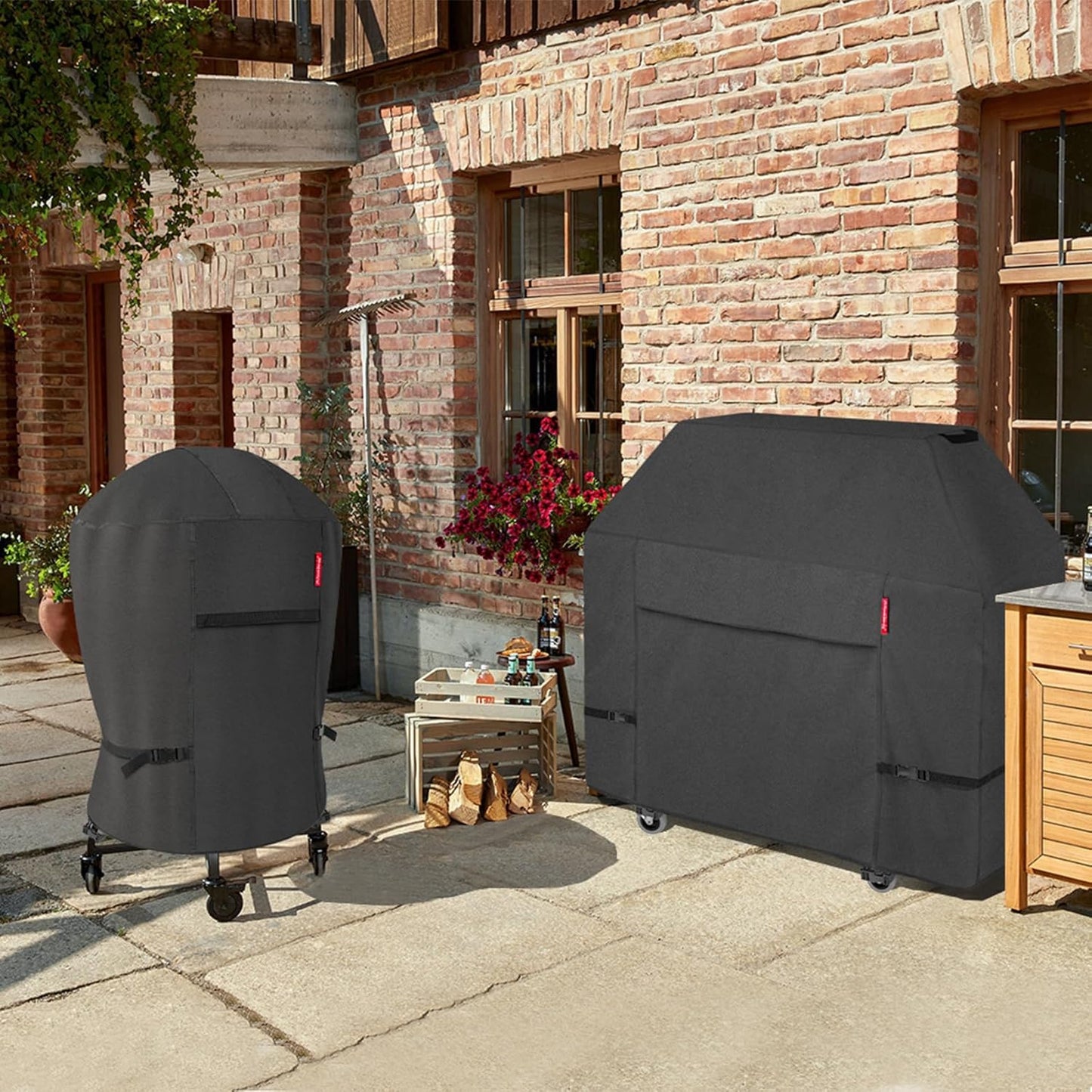 Porch Shield Outdoor Charcoal Kettle Grill Cover 26 inch Waterproof 600D Round Smoker Cover Fits Most Kettle Grill 33" Dia x 38" H, Black